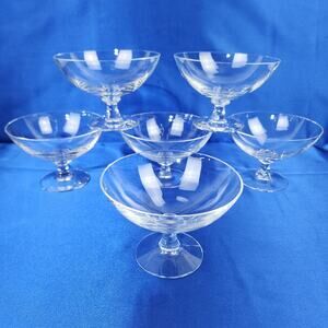 Set of 6 Smooth Round Crystal Footed Desert / Grapefruit Bowls Beautiful - Logo